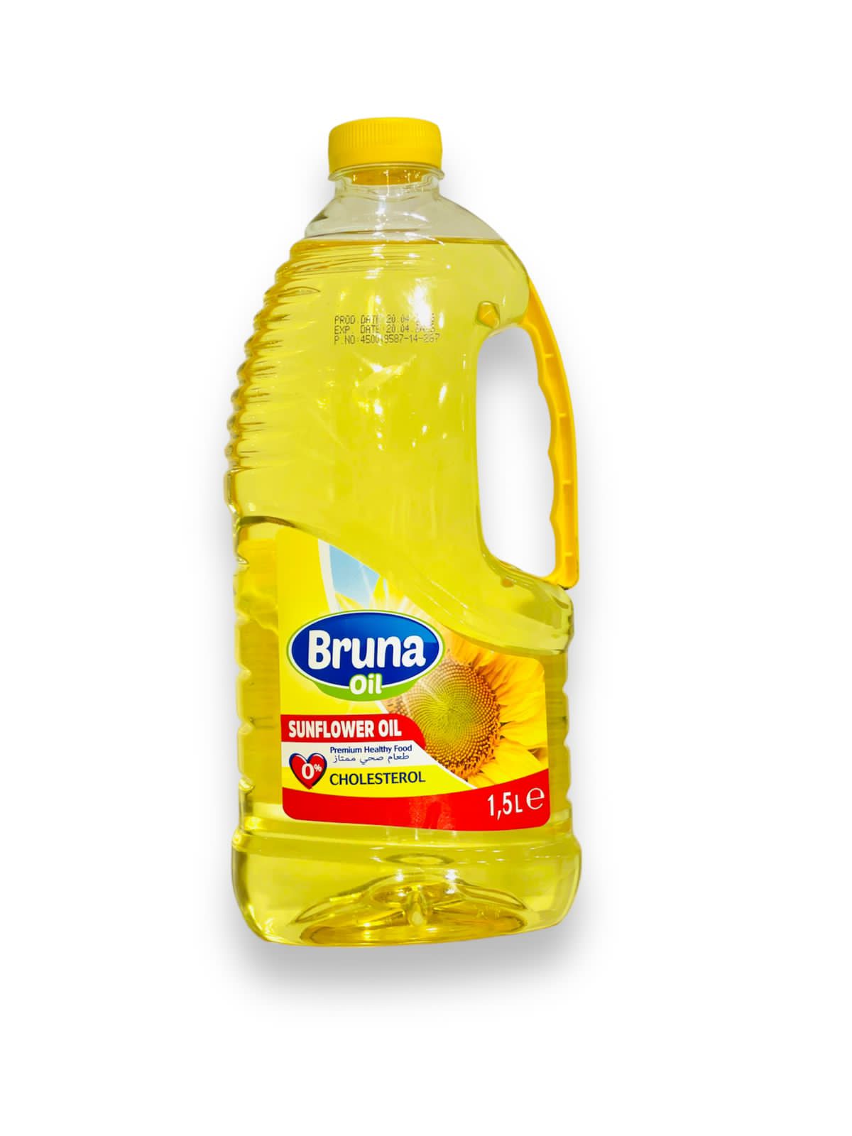 Bruna Oil, Sunflower Oil, 1.5Litre, Ingredients 100% Made in Turkey, زيت عباد الشمس من ماركة برونا التركية زيت عباد الشمس الطبيعي 100 بالمية ومفلتر 5 مرات Bruna Oil, Sunflower Oil, 1.5Litre, Ingredients 100% Made in Turkey, زيت عباد الشمس من ماركة برونا التركية زيت عباد الشمس الطبيعي 100 بالمية ومفلتر 5 مرات
